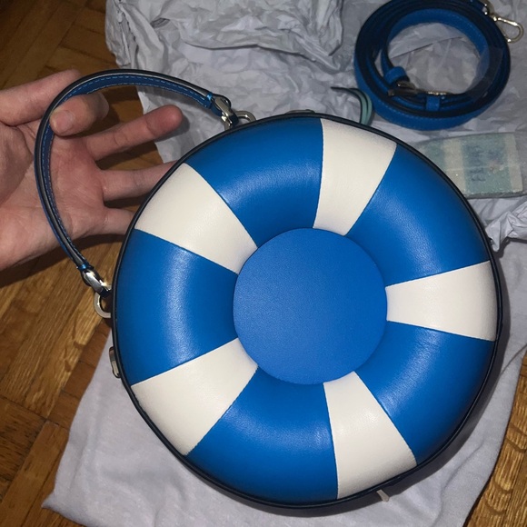 Kate spade pool float blue white leather hand bag crossbody - Picture 4 of 7